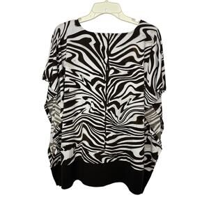 Michael Kors shirt blouse top women's large zebra brown white animal print layer